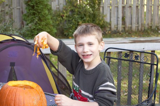 Pulling out the pumpkin guts
Keywords: James Halloween