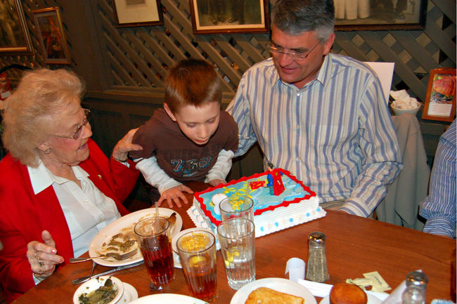 Mawmaw James and Dad
blowing out the birthday cake
James' birthday, Dec. 29, 2006

December 30, 2006
