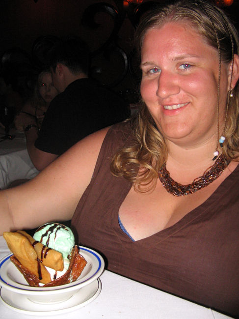 Julie enjoys a dessert at Orchids
Ocho Rios Jamaica, August 2006
Keywords: Julie Honeymoon