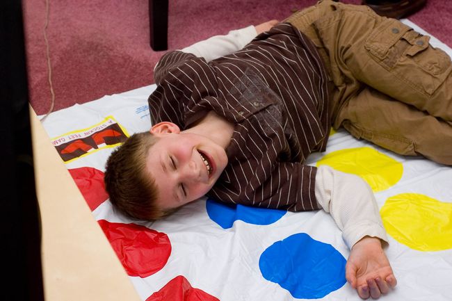 James playing twister
