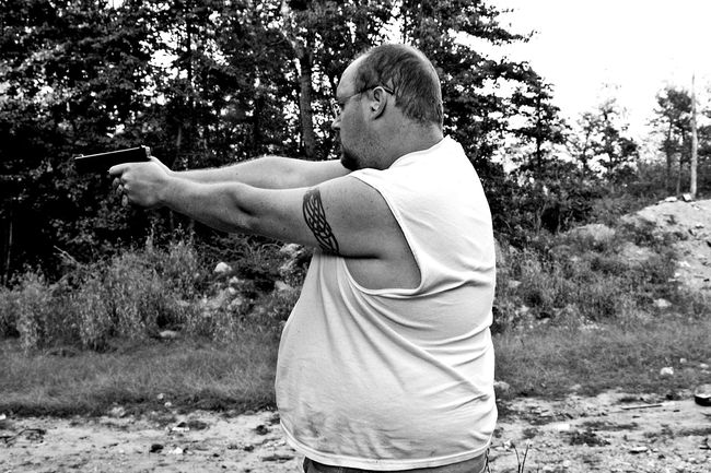 Trying out a 9mm pistol
October 2007
Keywords: Mike