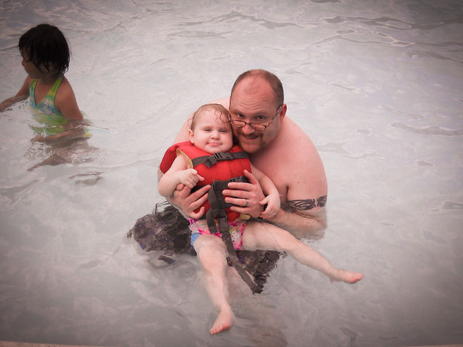 Dad and Leia at the waterpark
