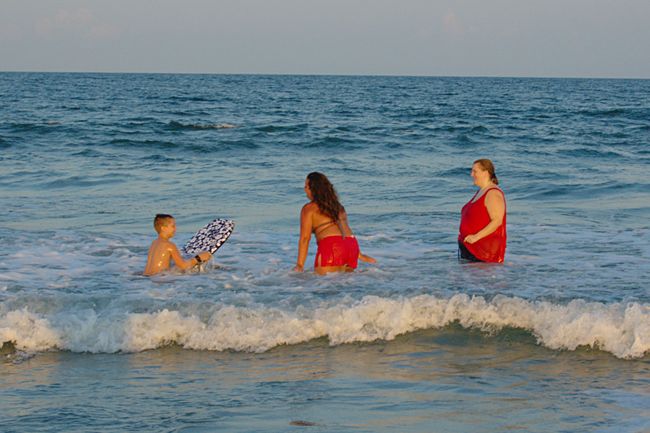 James Emily and Julie
in the surf at Kure Beach, NC
